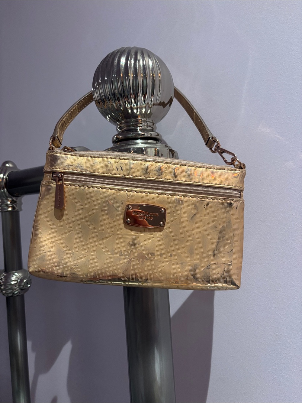 Michael Kors Metallic Gold Logo Mini Wristlet